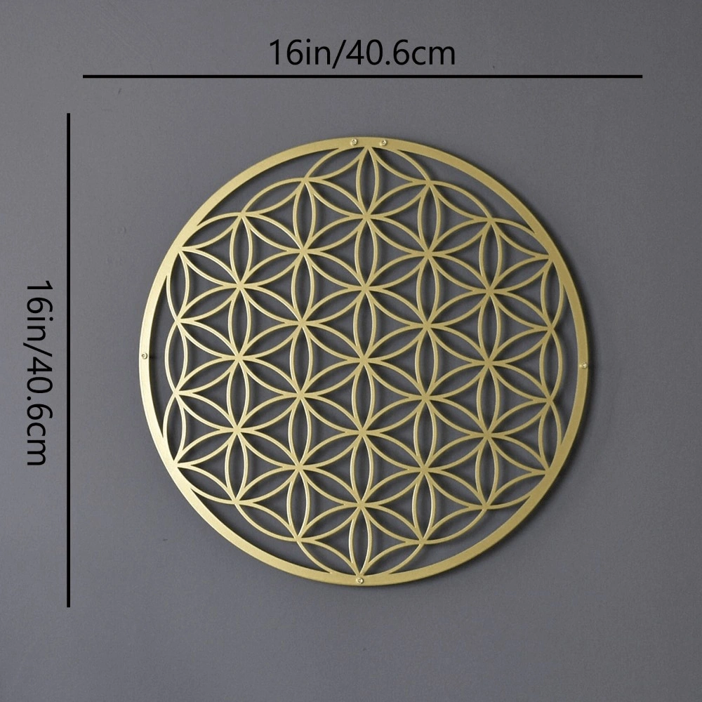 Flower of Life Metal Wall Art Decor, One-Piece Floral Lotus Mandala Bedroom Living Room Couch Above Ornament view 5