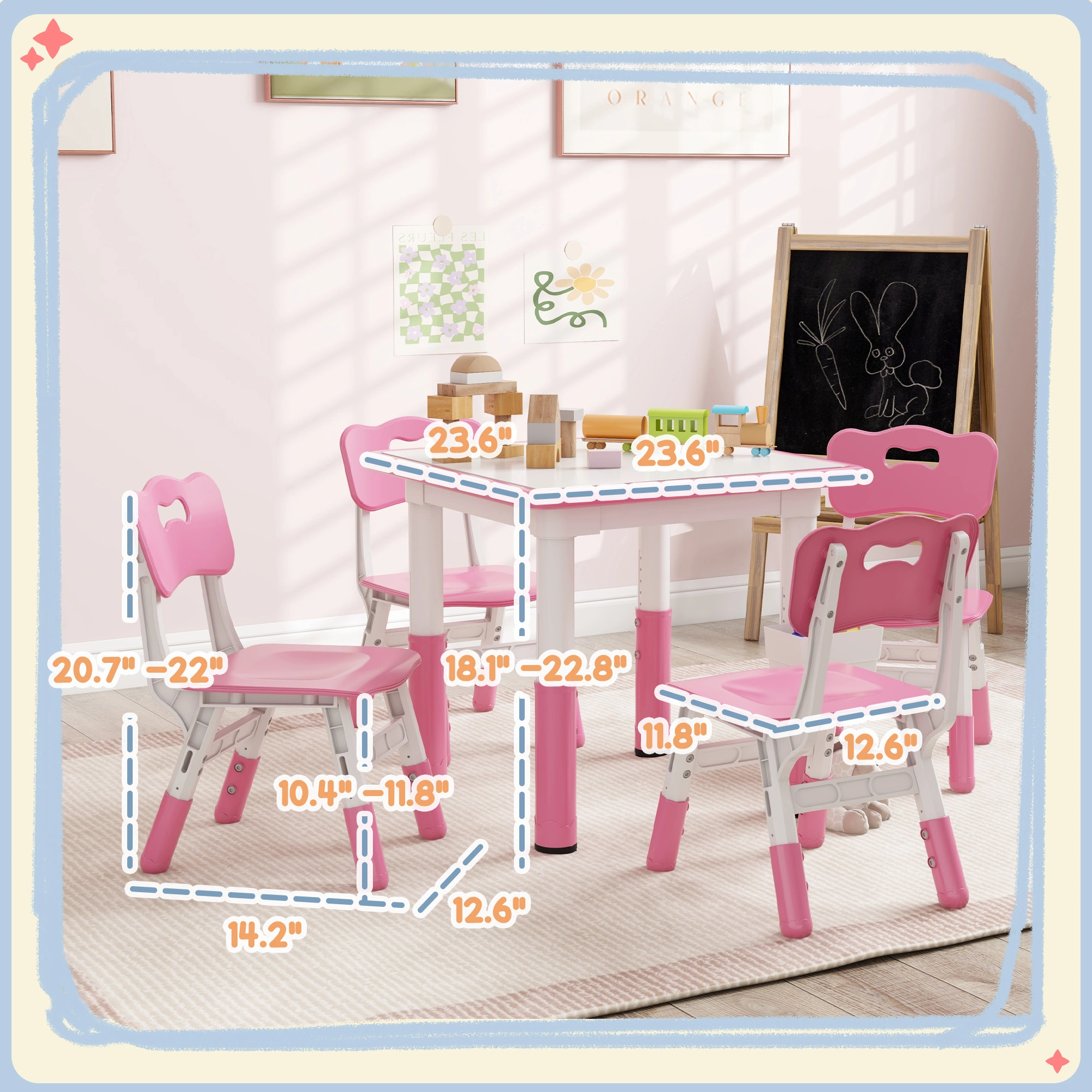 Adjustable Kids Desk and Chair Set, Growing Child Study Table with Storage, Ergonomic Computer Desk for Home School, White/Black, Ages 3-12